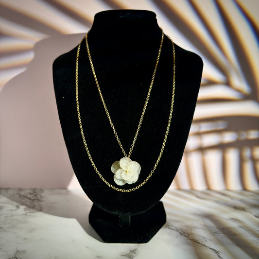 Double Chain Floral Pendant Necklace *Made to Order*